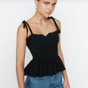 Linen black top size S